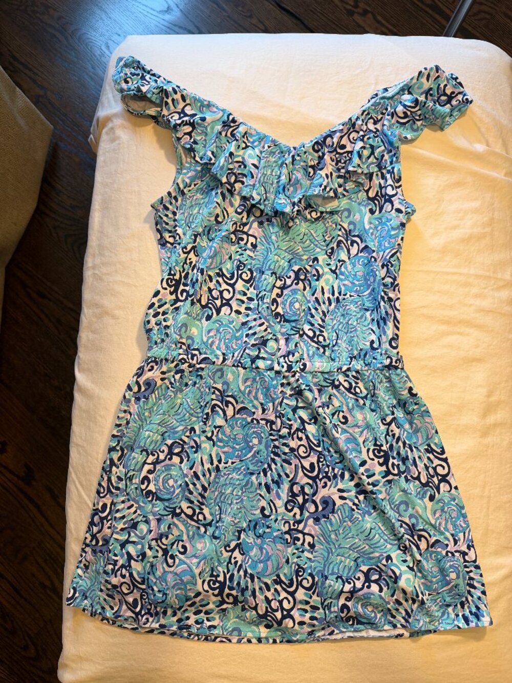 Lilly Pulitzer Alessa Romper Light Aqua Spritz Size S Like New